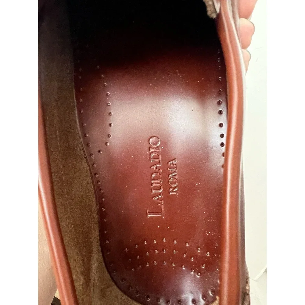 LAUDADIO ROMA Italian Loafers GRANADA Men's Size 10.5 / 43.5 Brown Leather